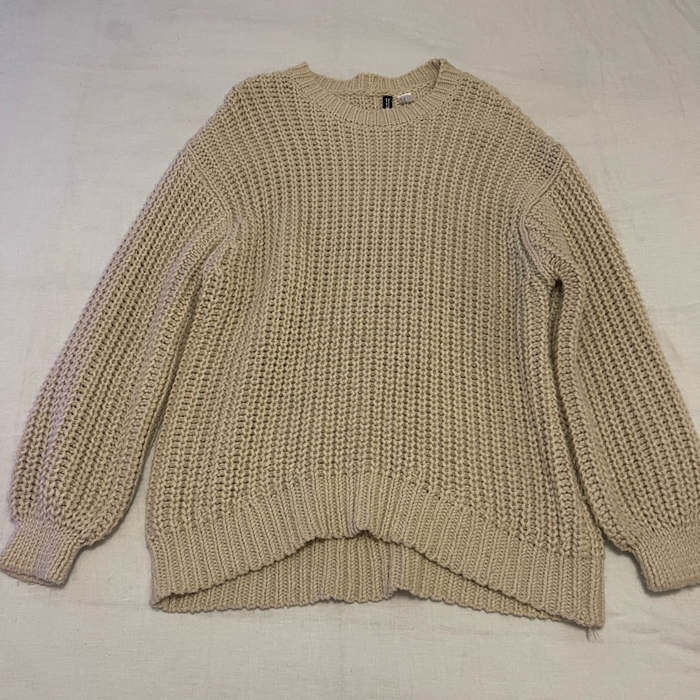 H&M Divided Chunky Knit Sweater - Light Beige